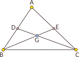 Centrul de greutate al triunghiului ABC.