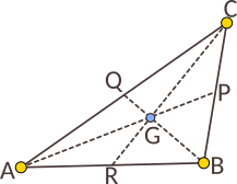 Centrul de greutate al triunghiului ABC.