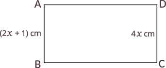 Calculați valoarea lui x pentru fiecare dintre dreptunghiurile de mai jos, folosind informațiile date pentru fiecare figură geometrică.