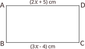 Calculați valoarea lui x pentru fiecare dintre dreptunghiurile de mai jos, folosind informațiile date pentru fiecare figură geometrică.