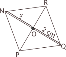 Calculați valoarea lui x pentru fiecare dintre romburile de mai jos, folosind informațiile date pentru fiecare figură geometrică.