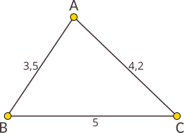Cum desenăm un triunghi când știm lungimile laturilor acestuia. Unim vârful A cu vârfurile B și C. Am obținut triunghiul ABC.