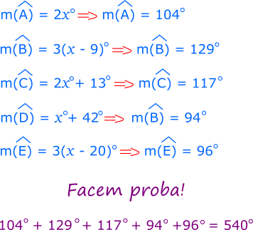 Calculăm măsurile unghiurilor pentagonului. 