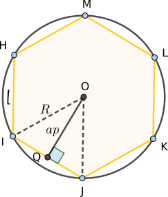 Hexagon regulat - raza cercului circumscris, apotema
