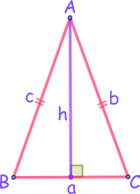 Înălțimea în triunghiul isoscel - formula.