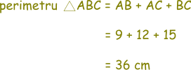 Perimetrul triunghiului ABC este egal cu 36 cm.