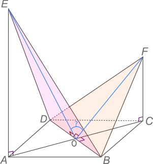 Unghiul dintre planele (EBD) şi (FBD) este unghiul EOF.